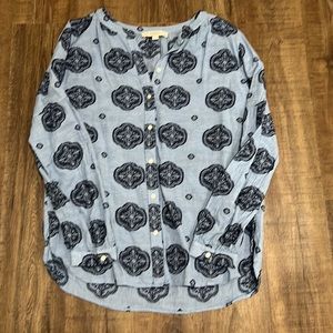 Blue patterned button down